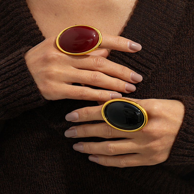 Vintage Item - Bague ovale en résine pour femmes,