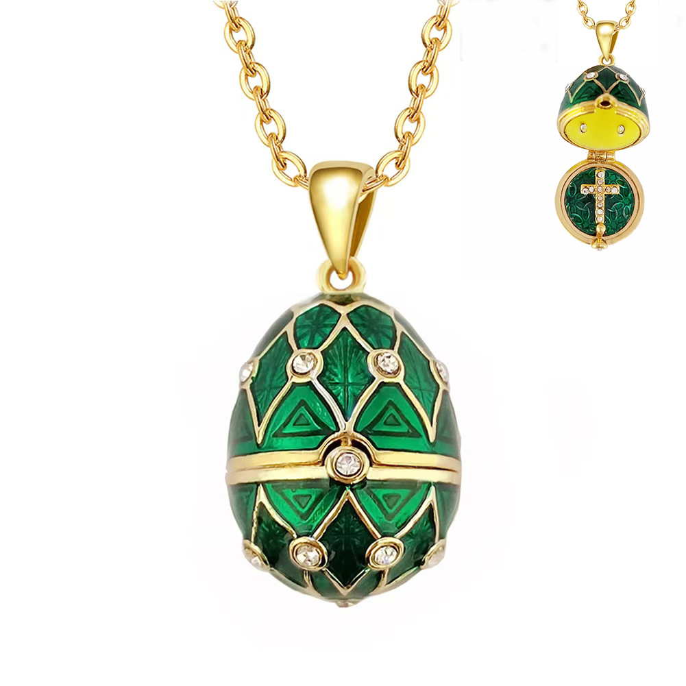 Vintage Collectible Jewelry - Émail Faby.slot-254c-Collier pendentif œuf de Pâques,