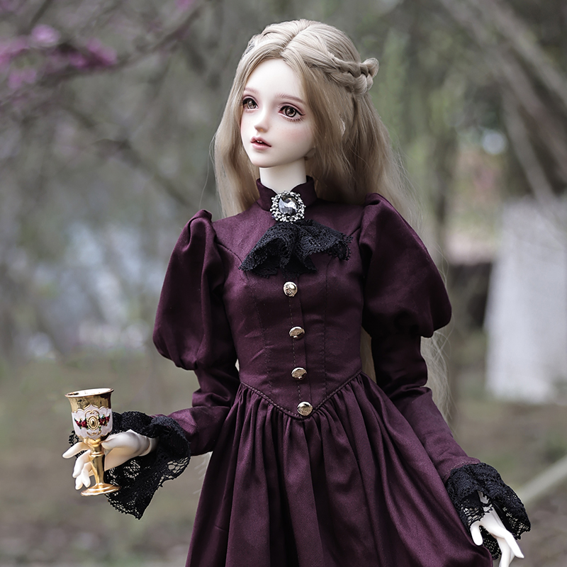 Vintage And Collectible Toys - Elina-Robe violette aristocratique vintage pour femme,