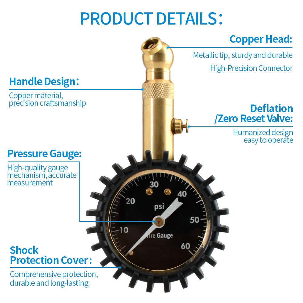 Manomètre de pression des pneu - Analog Meter Gauge avis et prix